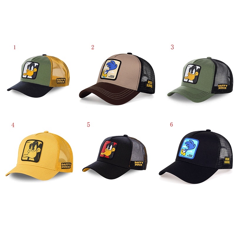 Topi Baseball Motif Bordir Patch Hewan Bahan Katun Mesh Breathable Gaya Hip Hop Untuk Unisex huiteni