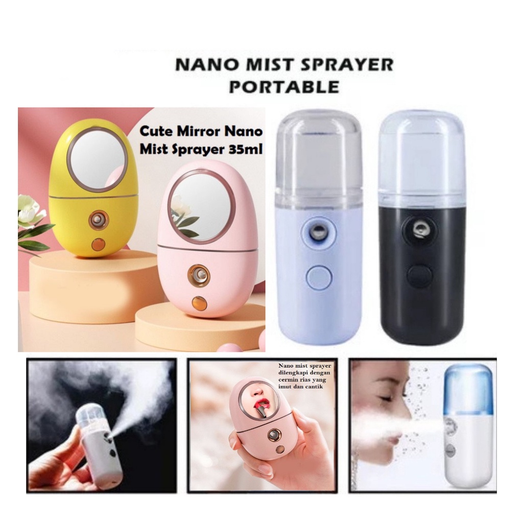 Trend-Cute Mirror/Nano Sprayer Cermin/Nano Mist Spray Portable Facial Cooling Moisturizer Semprotan Air USB