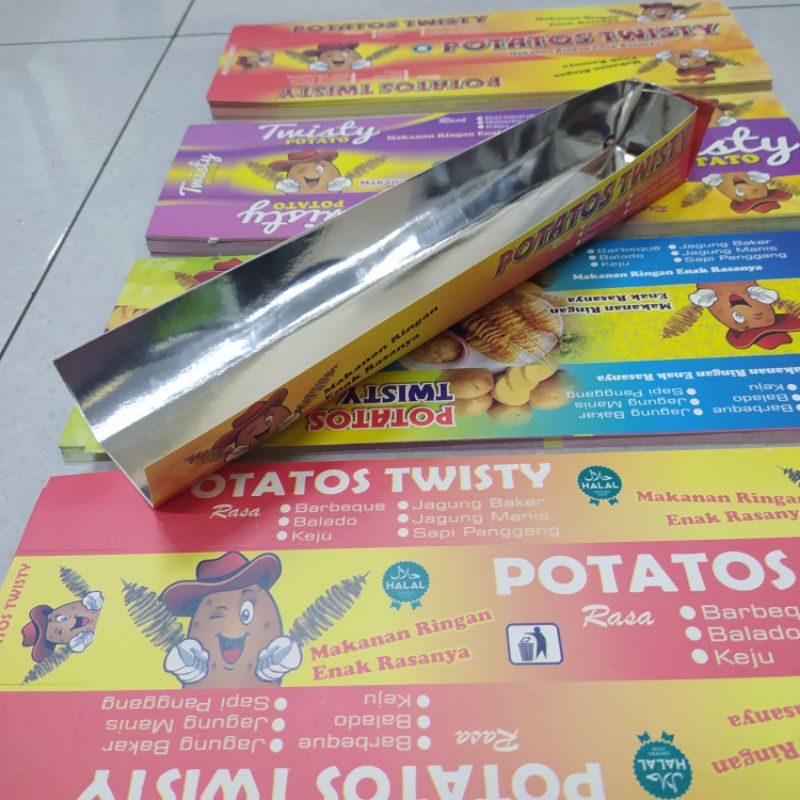 Kertas Kentang ulir foil perak 100 Lembar 1 Pack 4 Gambar  kertas kentang goreng kertas kentang spiral kentang potatos