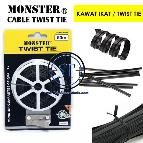 Twist Tie @50 Meter Kabel Ties Pengikat Sulock Panjang 50 Meter Hitam Kuat Tali Kawat Pengikat Cable Magic Twister Panjang 50 Meter