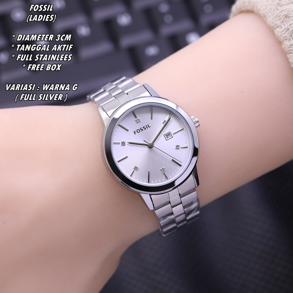 JAM TANGAN WANITA FASHION RANTAI BODY BULAT TANGGAL AKTIF