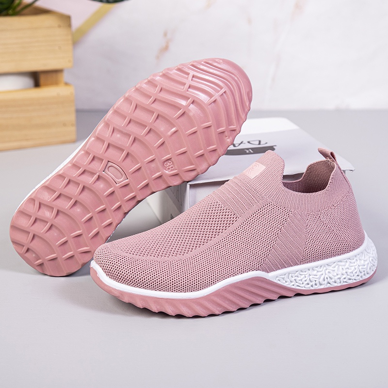 Batavia Sepatu olahraga impor premium perempuan terbaru rajut adem antislip antiaus sepatu lari anak perempuan  Sport Pink Hitam Abu Grey kanvas  sekolah korea Onlinemall A121