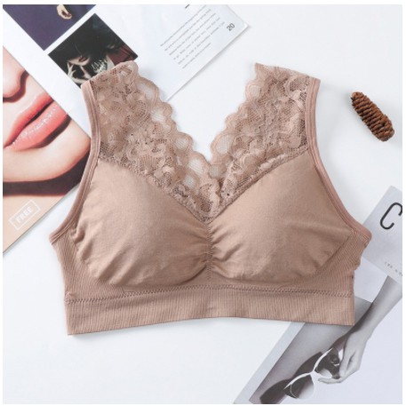 ( Fy ) COD Bra import bra Wanita dengan Model Renda Tanpa Kawat dan Bahan Lace Bergaya Korea Amerika