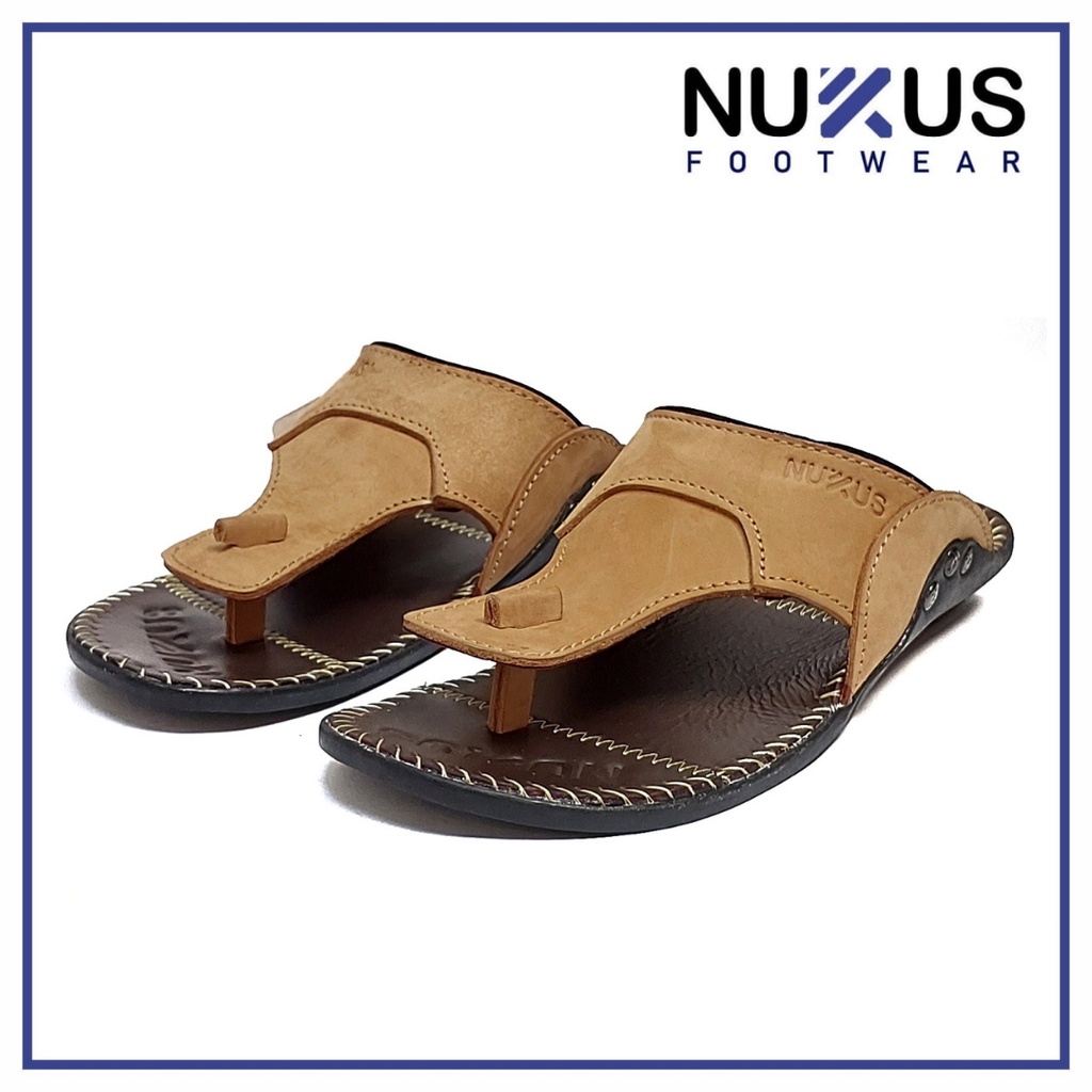 Nukus Sandal Japit Pria Kulit Asli Moca - NK 07