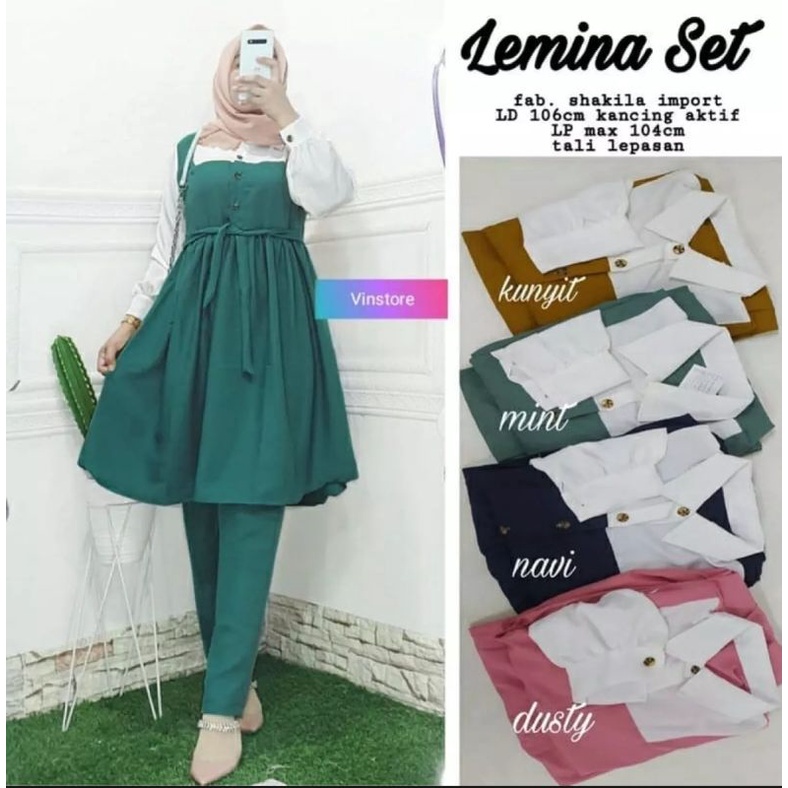 Set Wanita Lemina Dewasa Import Baju Moscrep Kekinian