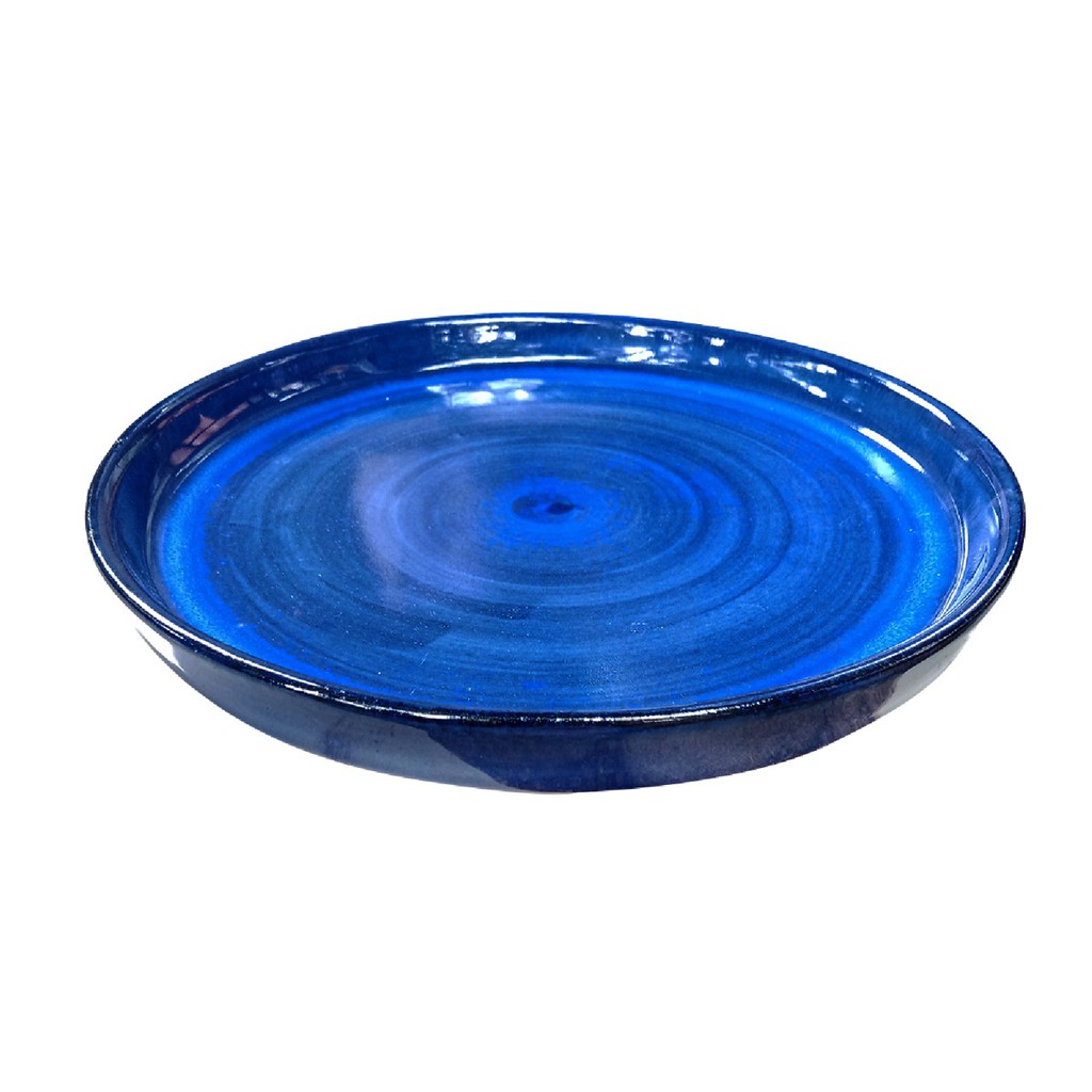 Naruna - Deep Plate Keramik Handmade Warna Biru