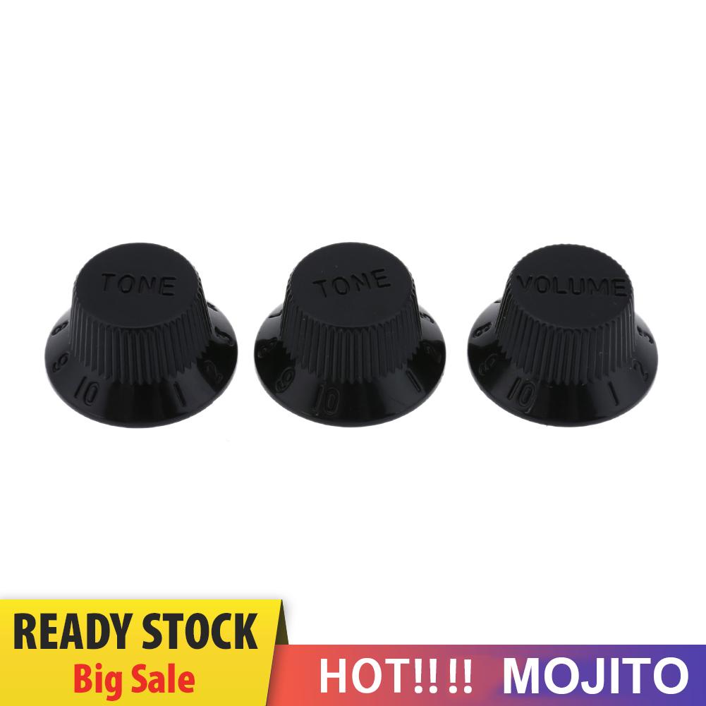 3pcs Knob Potentiometer Volume Adjustable Bahan Plastik Untuk Gitar Elektrik