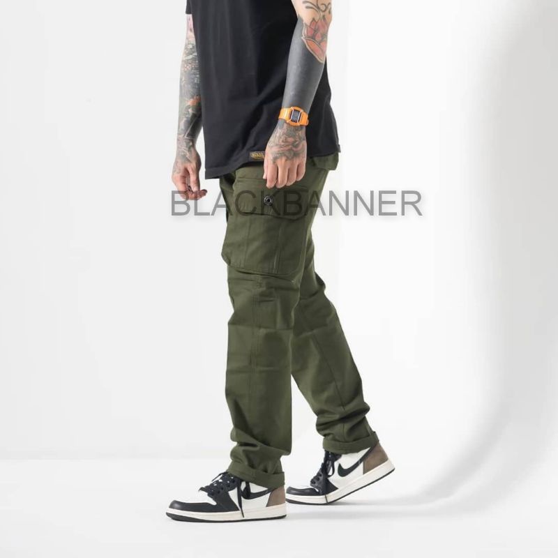 Blackbanner - Celana Cargo Panjang Pria PREMIUM  Cargo pants Army size  Size S - XL ( 27-34)