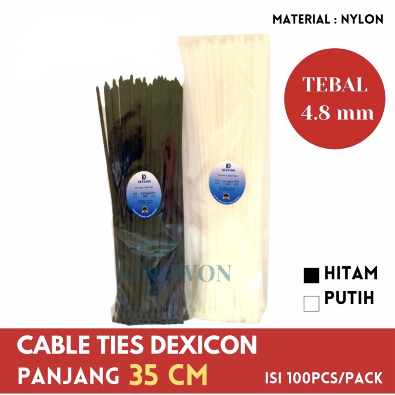 

KABEL TIE CABLE TIES 35 cm isi 100 PCS 5X350 MM HITAM PUTIH