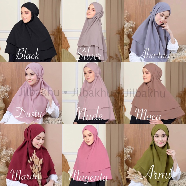 Jilbab bergo instan hijab nonpet kerudung double layer diamond