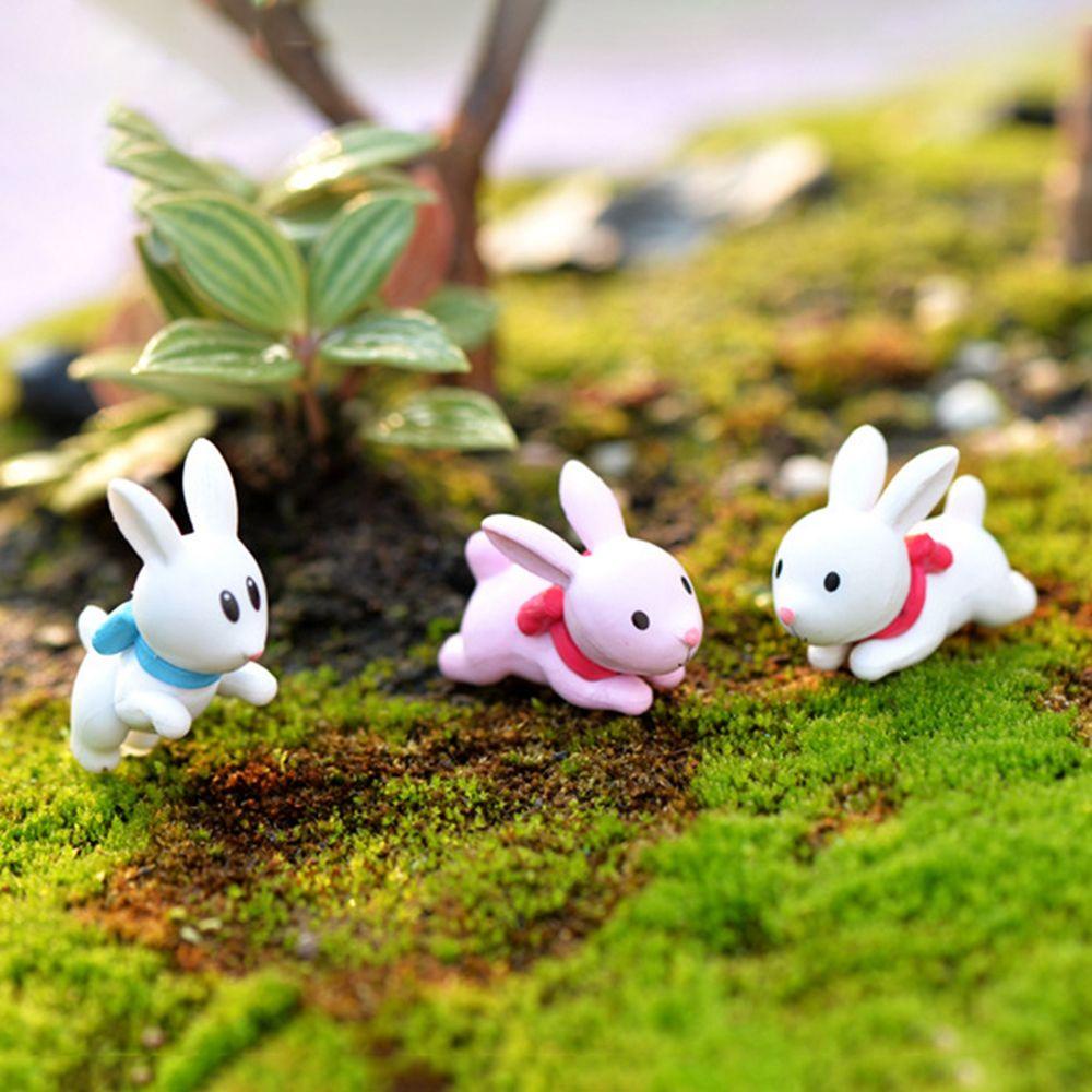 Agustina Bunny Miniatur Mini DIY PVC Untuk Dekorasi Bonsai Peri Luar Ruangan Dengan Dasi Kupu-Kupu Dekorasi Kue Kelinci Lanskap Mikro