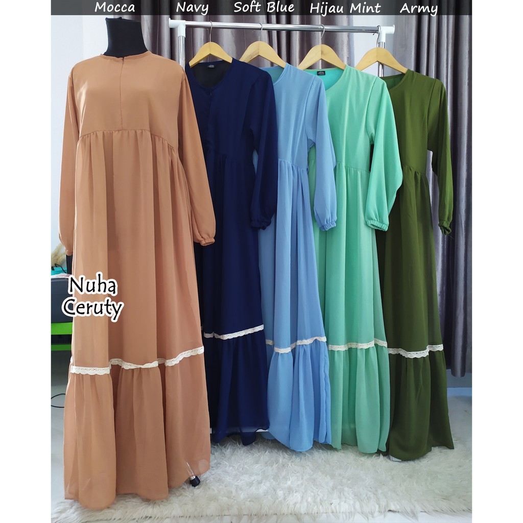 Gamis Ceruty Babydoll Full Furing List Renda/ Gamis Ceruty Babydoll Terbaru nuha