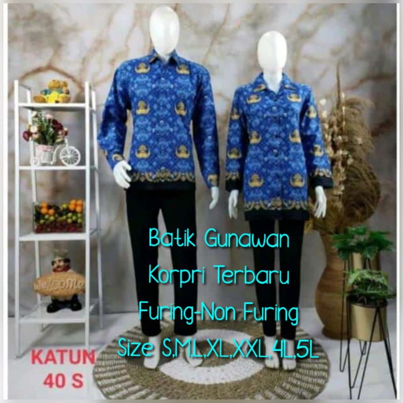 KORPRI TERBARU 2022 kemeja pria wanita furing atau non furing size S, M, L, XL, XXL, 4L