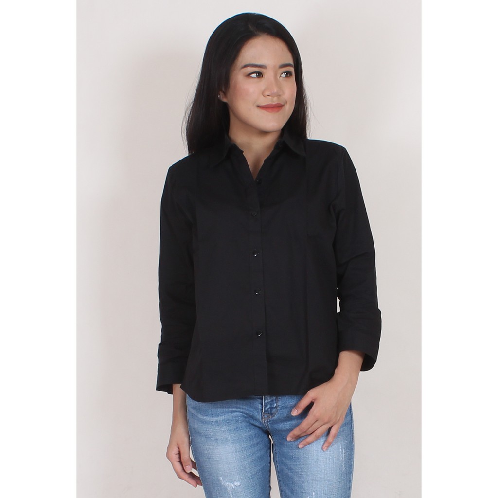 KEMEJA WANITA KATUN POLOS,SALUR,KOTAK