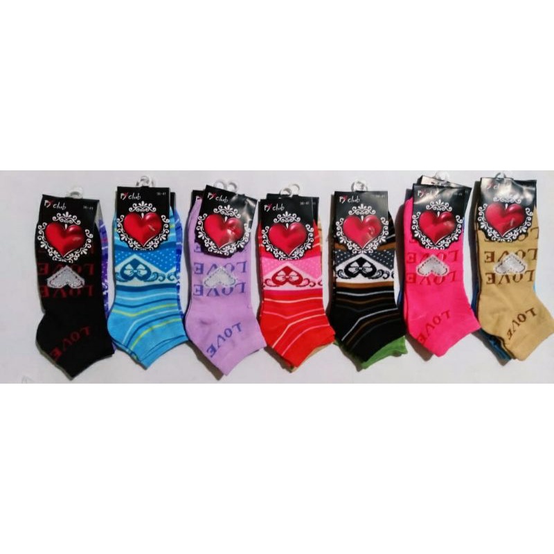 (6PASANG)RANDOM KAOS KAKI PENDEK SEMATA KAKI/MK LOVE  WANITA