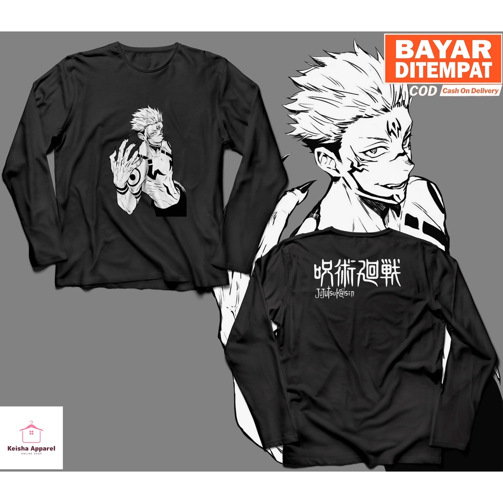 KAOS BAJU LENGAN PANJANG ANIME JUJUTSU KAISEN SUKUNA KAOS SUKUNA COWOK CEWEK