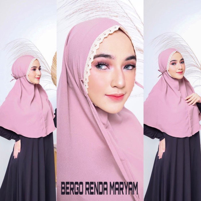 Hijab Jilbab Instan Tali Kerudung Renda Bergo Instant ...
