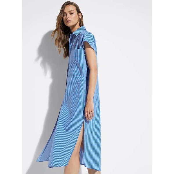 Dress casual import Blue Stripe korea style biru garis