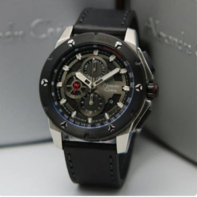 Jam Tangan Alexandre Christie 6549 Pria Silver Black Original