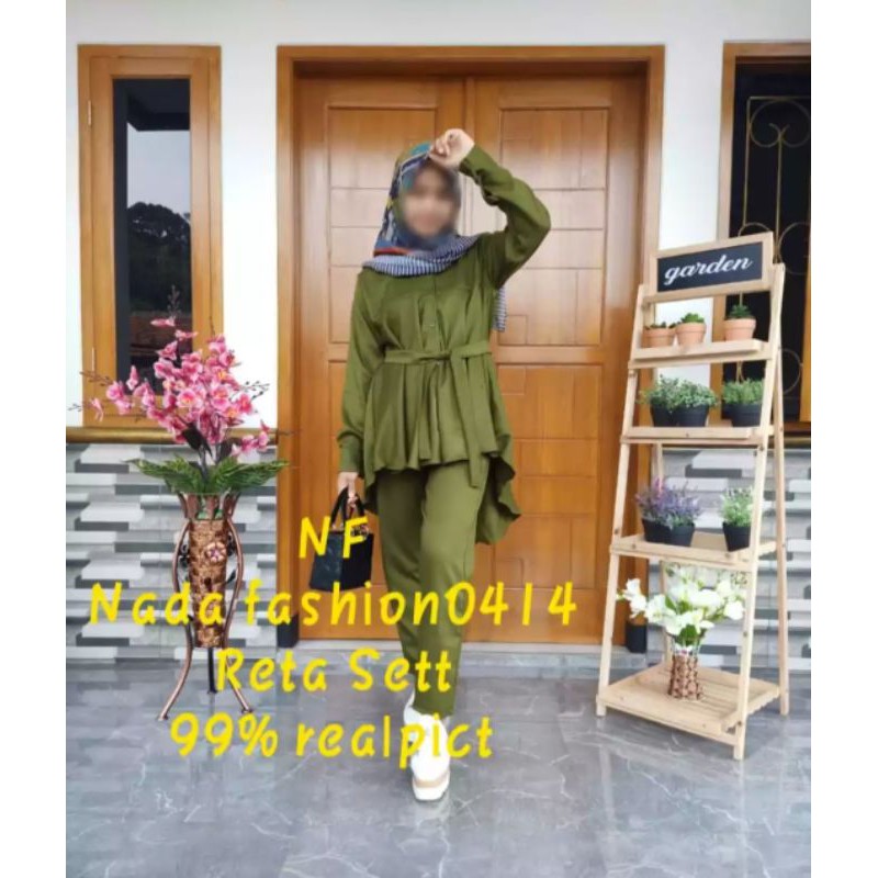 Reeta sett Terbaru / ( Realpict Geser Kiri ) / Baju Setelan / Setelan Termurah / Tunik set / Terbaru