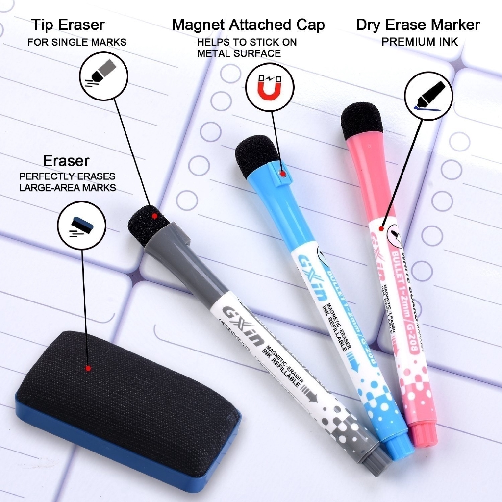 Set Organizer Jadwal Pesan Papan Tulis Magnetik Dry Erase Calendar Monthly Planner Whiteboard Untuk Stiker Kantor Rumah