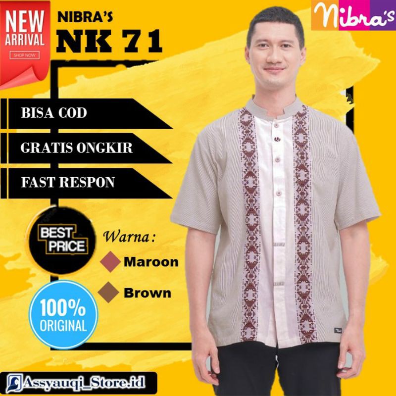 BAJU PAKAIAN BUSANA KOKO MUSLIM PRIA LAKI LAKI NIBRAS NBRS NK 71 CASUAL LENGAN PENDEK TERBARU 2021