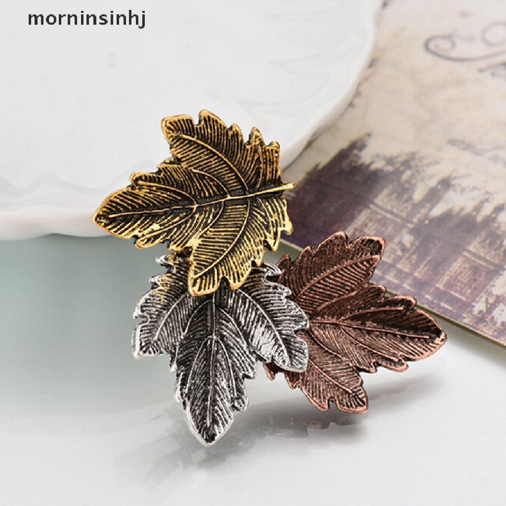 Mornin Anting Tusuk Bentuk Daun Maple Lapis Silveremas Gaya Vintage