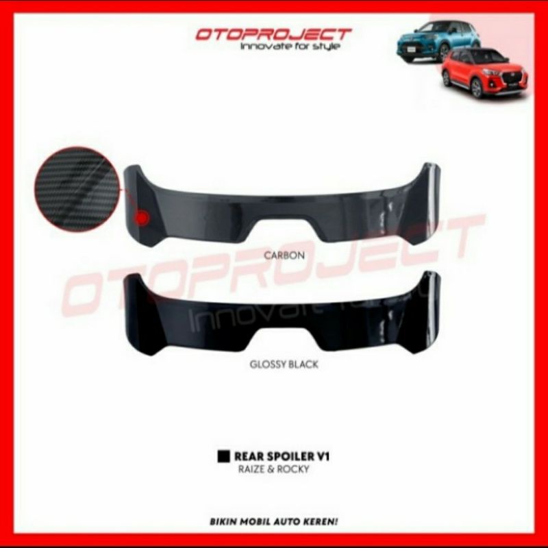 Toyota Raize Rear Spoiler Topi Belakang Carbon