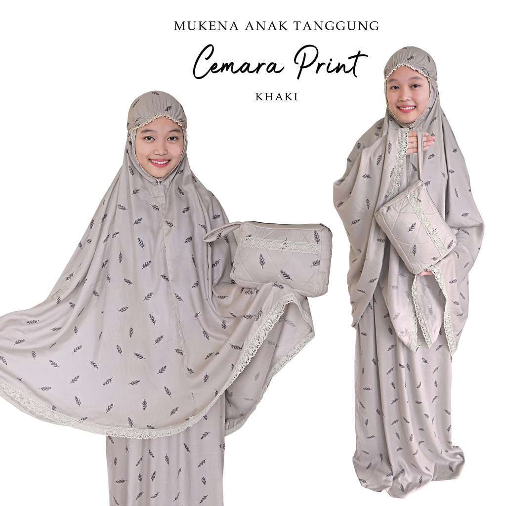 MUKENA BALI TASIK - MUKENA ANAK TANGGUNG CEMARA PRINT (8-12 THN)