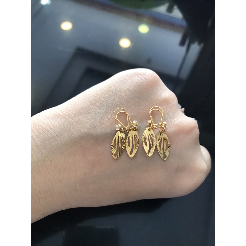 Anting Daun ukir emas asli kadar 375