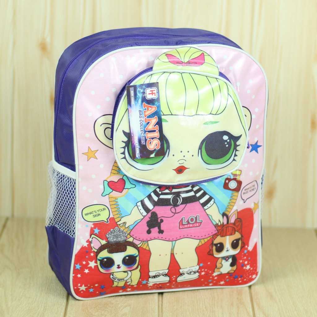 Tas Anak Kepala Lol Ungu Ransel Karakter Lucu Cewek Sekolah TK PAUD Fashionable Trendy Kuat Awet