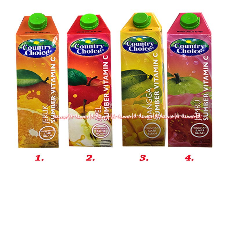 Country Choice 1L Jeruk Apel Mangga Buah Jambu Minuman Sari Buah Fruit UHT Siap Minum