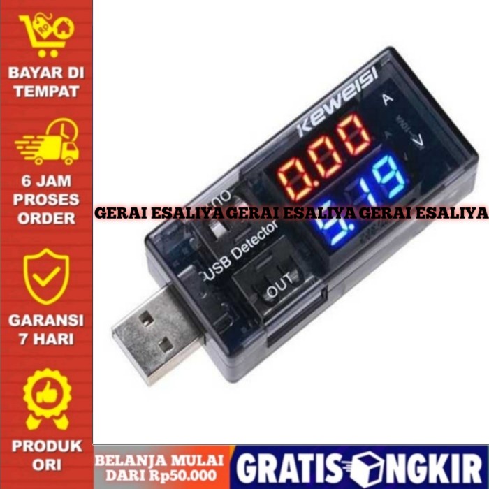 USB Charger Power Current Voltage Tester Detector - KWS-10VA - Hitam