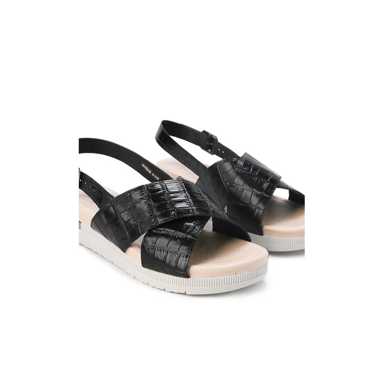 SANDAL FLAT KULIT OBERMAIN WANITA ORIGINAL SLINGBACK ASLI HITAM OW07