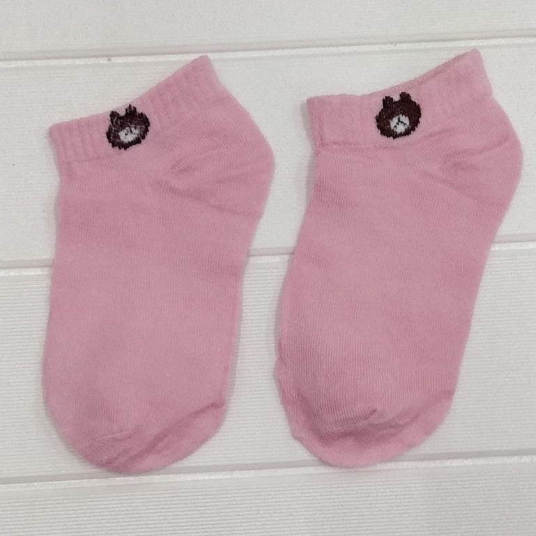 ✧YUKSHOPING✧ Kaos Kaki Fashion Unisex Motif Line Beruang Brown Wanita Pria Murah R109 K010-MOTIF 1 PINK