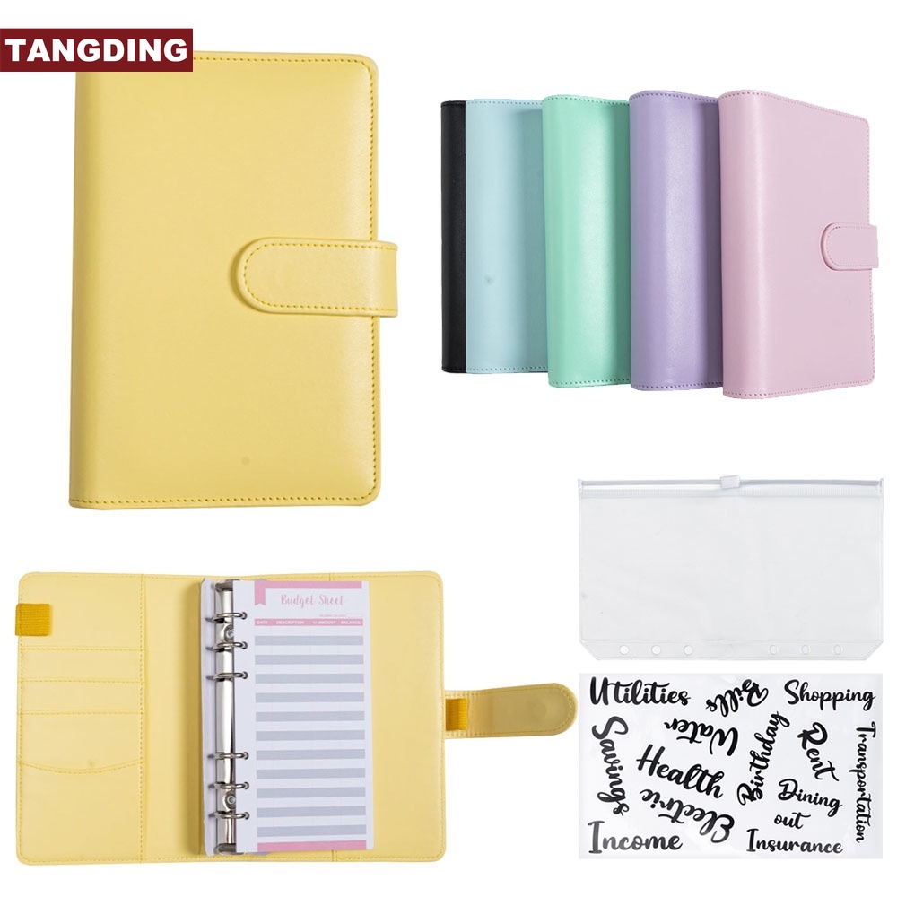 A6 Budget Organizer Planner Envelope PU Leather Notebook Binder 