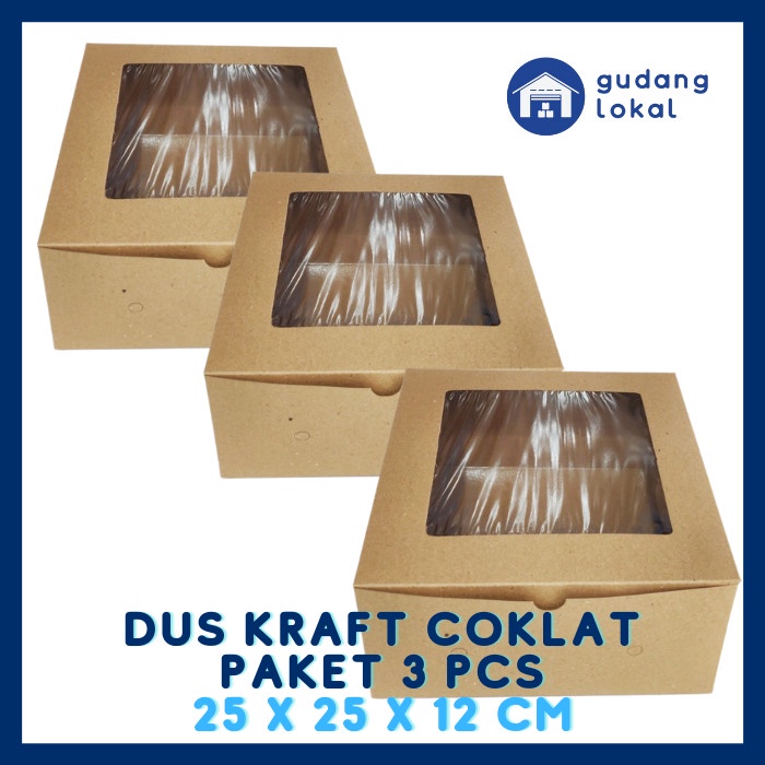 

Dus Kraft Coklat 25X25X12Cm/3 Pcs