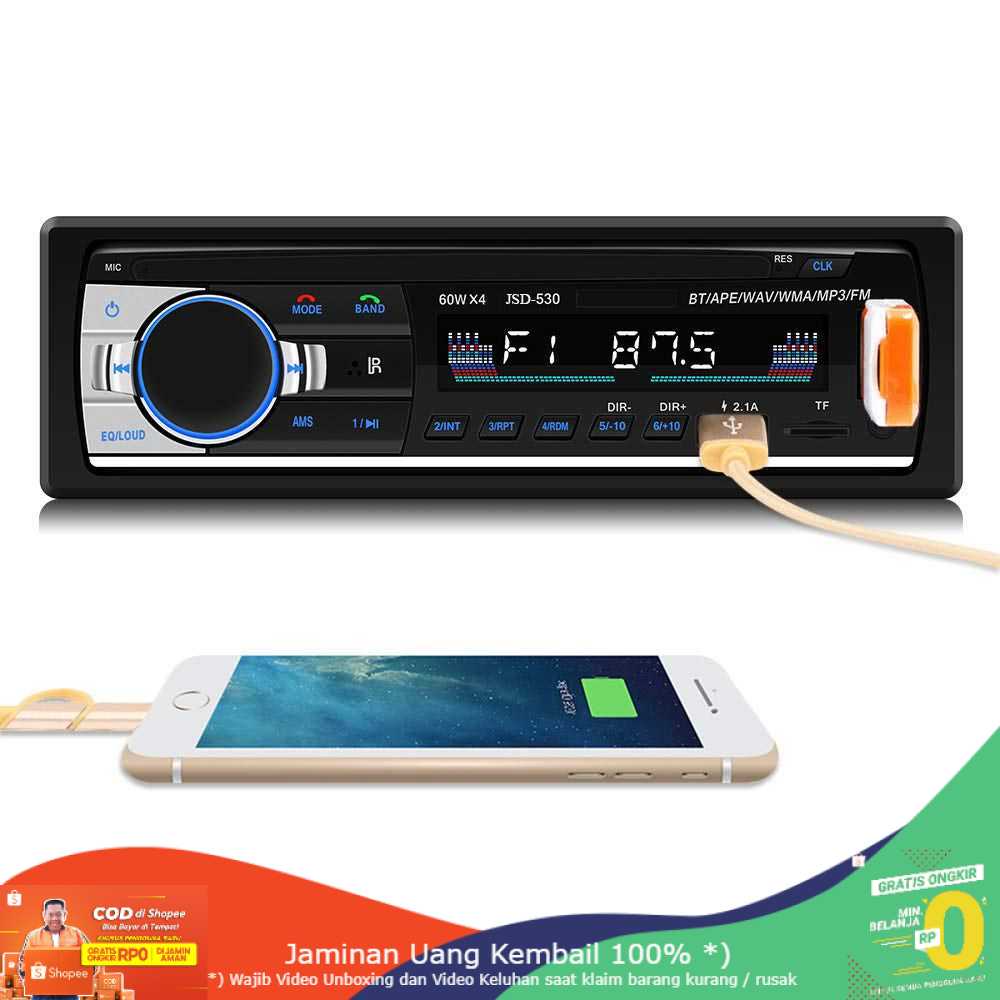 (BISA COD) RVOSTR  Tape Audio Mobil Bluetooth Car MP3 Player - JSD-530