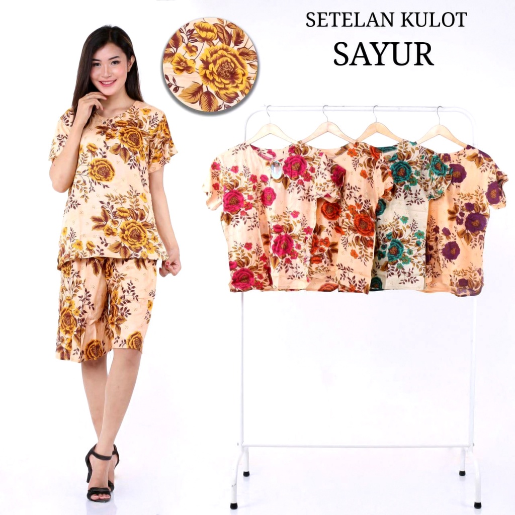 BAJU TIDUR WANITA SETELAN ONESET PIYAMA KULOT KEKINIAN  BUSUI BUMIL ( SHABBY LEBAH AURORA MACAN HALIMA KAKTUS MALIKA SAYUR )-KULOT AURORA