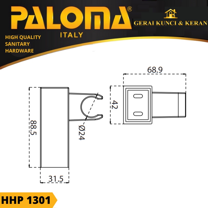 Hand Shower Holder PALOMA HHP 1301 Pegangan Tatakan Gantungan