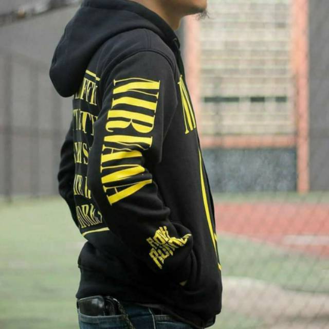 HOODIE NIRVANA HITAM LENGAN PANJANG SWEATER NIRVANA HOODIE BAND SMILE FACE NIRVANA