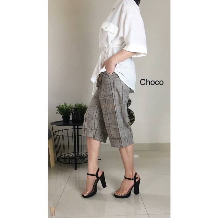 CELANA PENDEK WANITA 3/4 PLAID PANTS