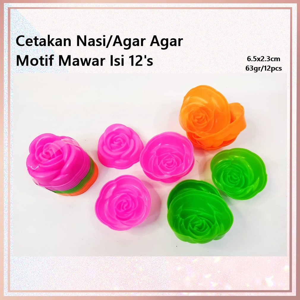 Cetakan Nasi/Agar Agar Motif Mawar &amp; Sakura Isi 12's