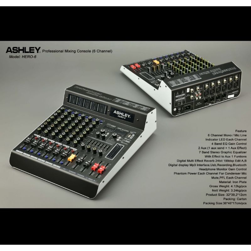 Mixer audio ashley hero6 hero 6 6CH garansi original