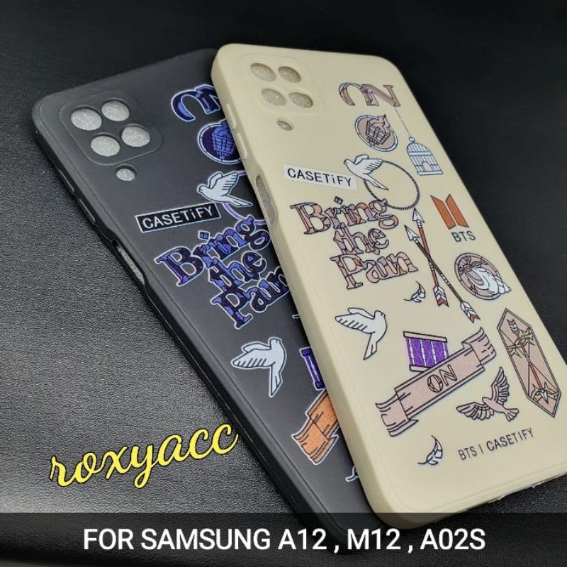 CASE MOTIF SAMSUNG A12 , M12 , A02S SOFTCASE MIKROFIBER BRUDU SILIKON CASING GAMBAR BTS CASETIFY