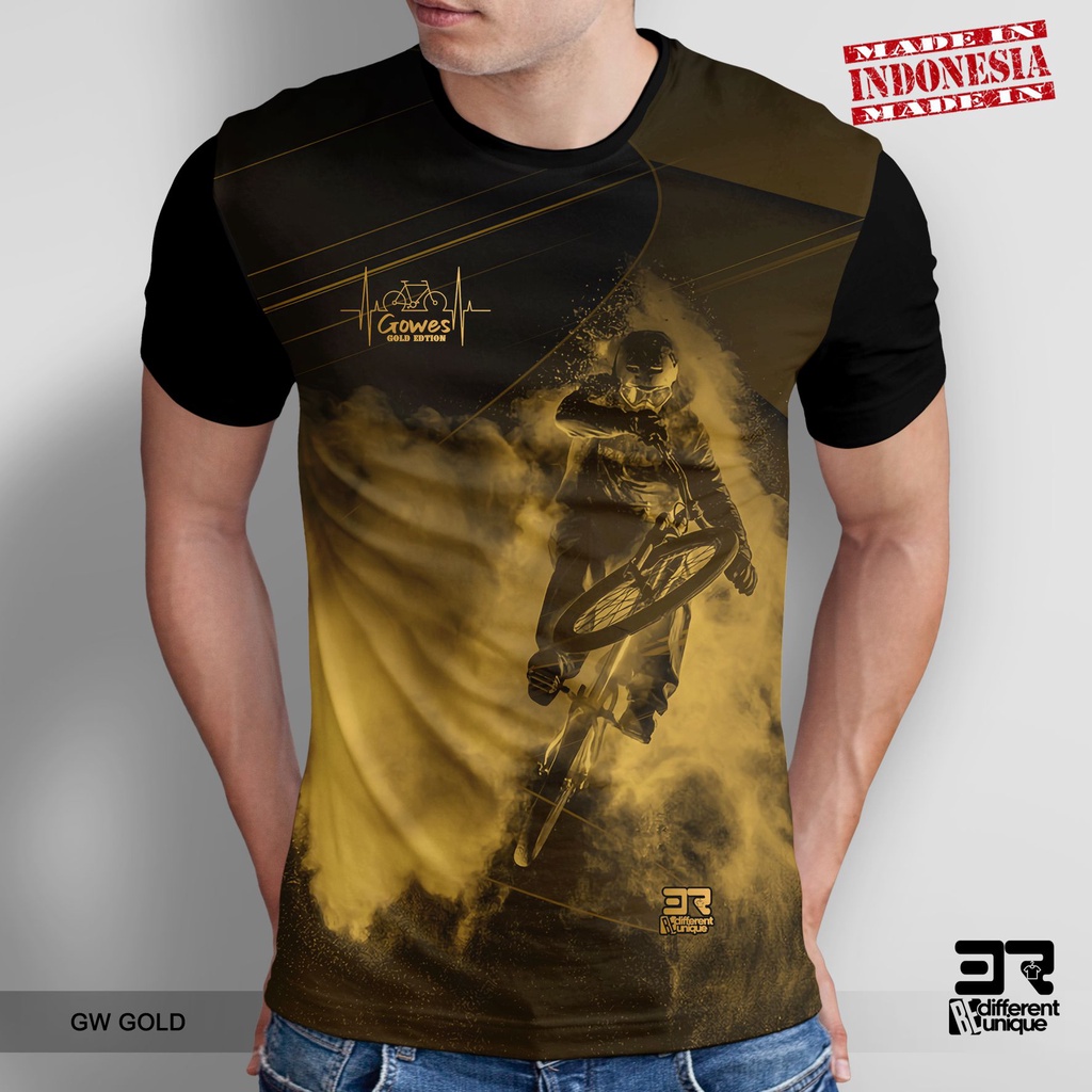 [ COD ] KAOS PRINTING GAMBAR OLAHRAGA SEPEDA GOES GW GOLD - BAJU DISTRO ORIGINAL MOTIF UNIK ATASAN U