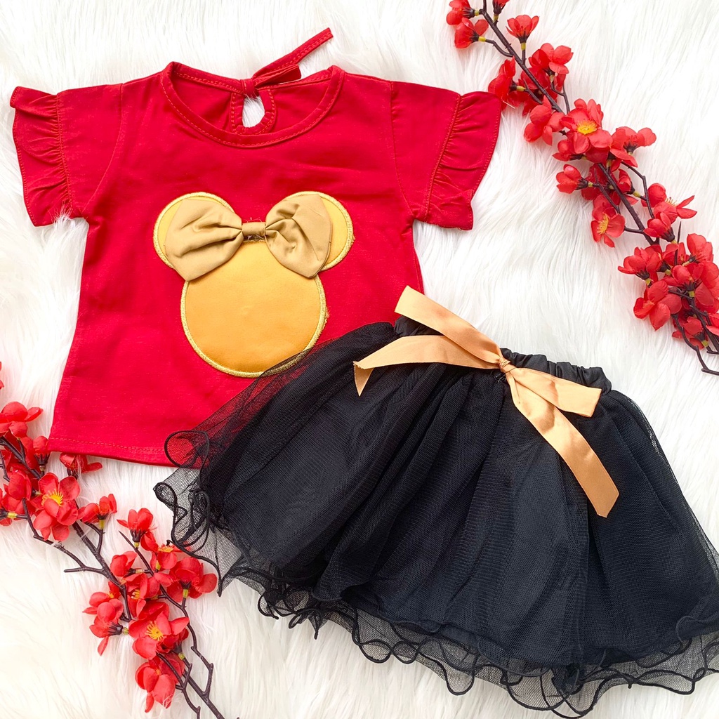 Baju setelan kaos rok anak bayi cewek perempuan lucu baby girl cantik fashion murah kekinian -min