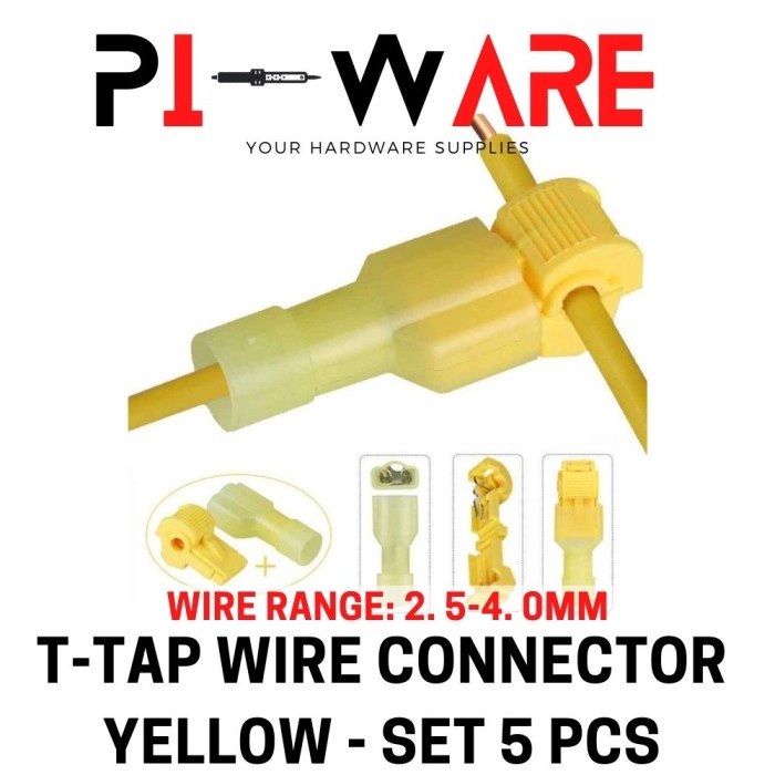 T-TAP 5 Pcs Quick Splice Konektor Cabang Kabel Listrik Warna Kuning