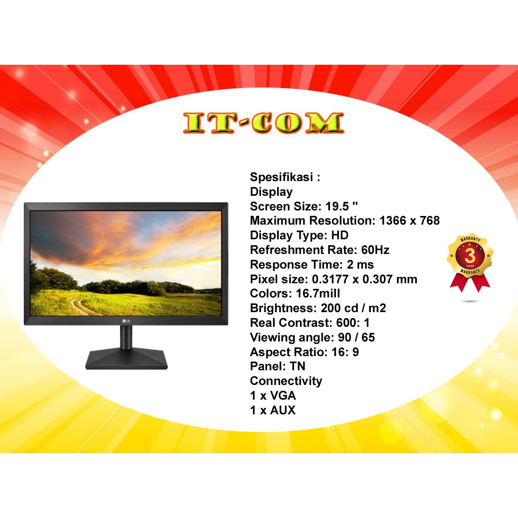 Monitor LED LG 20 Inchi 20MK400A