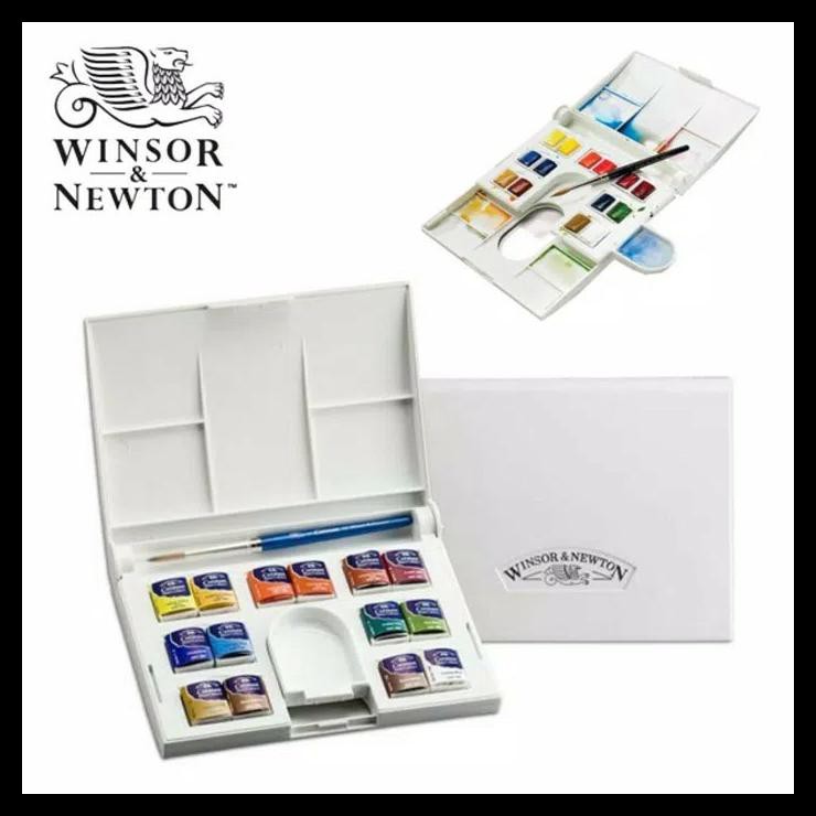 

NEW WINSOR PROFESSIONAL WATER COLOUR COMPACT SET 14 HALF PANS PERALATAN MELUKIS MURAH